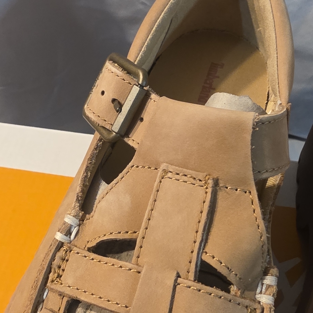 Timberland Stone Street Platform Buckle Shoes Beige Nubuck Women SZ 9 NWB Defect - Picture 8 of 10